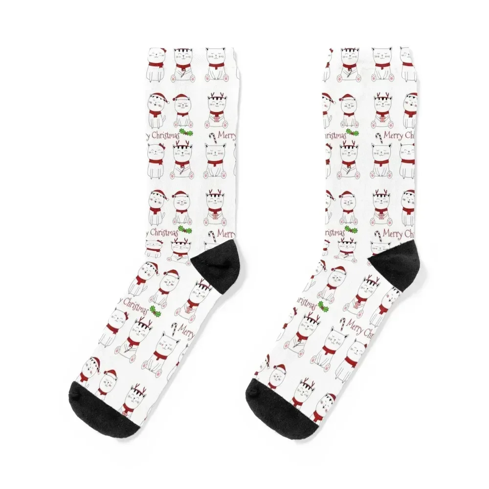 

Funny Christmas Cats - Funny Merry Christmas Cats Socks Antiskid soccer sports and leisure sport happy Woman Socks Men's