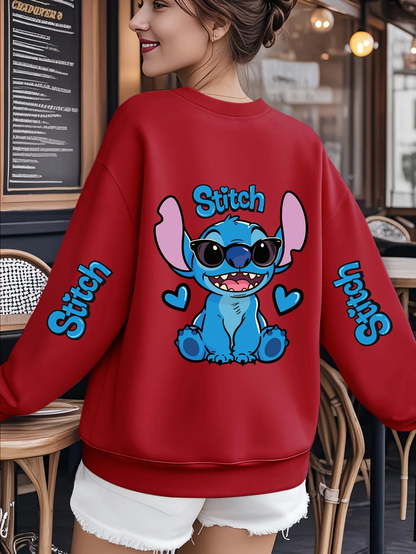 Maglione Disney Stitch LILO da donna e da uomo in cotone autunno e inverno pullover o collo maglione manica lunga giacca di grandi dimensioni