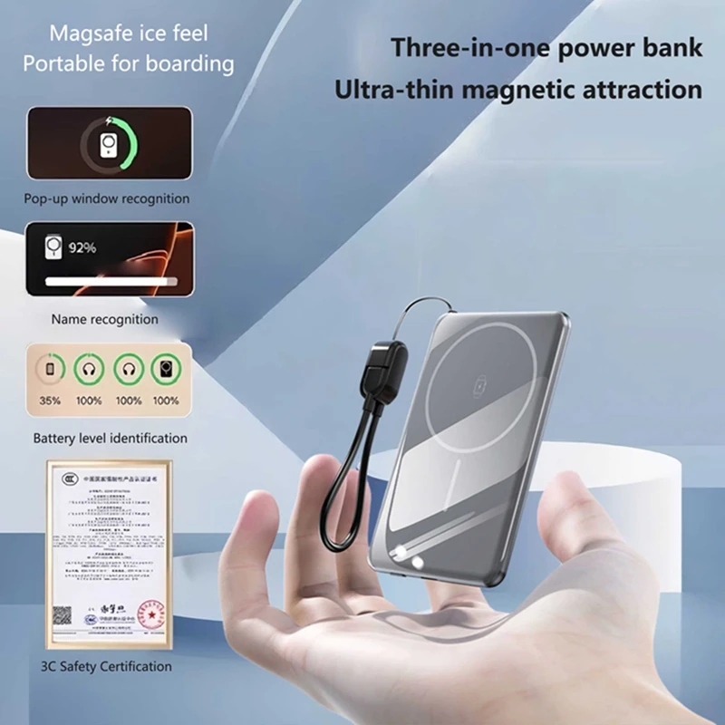 Xiaomi 10000mAh بنك الطاقة اللاسلكي المحمول شاحن مغناطيسي محمول شحن سريع بطارية خارجية آيفون سامسونج Xiaomi