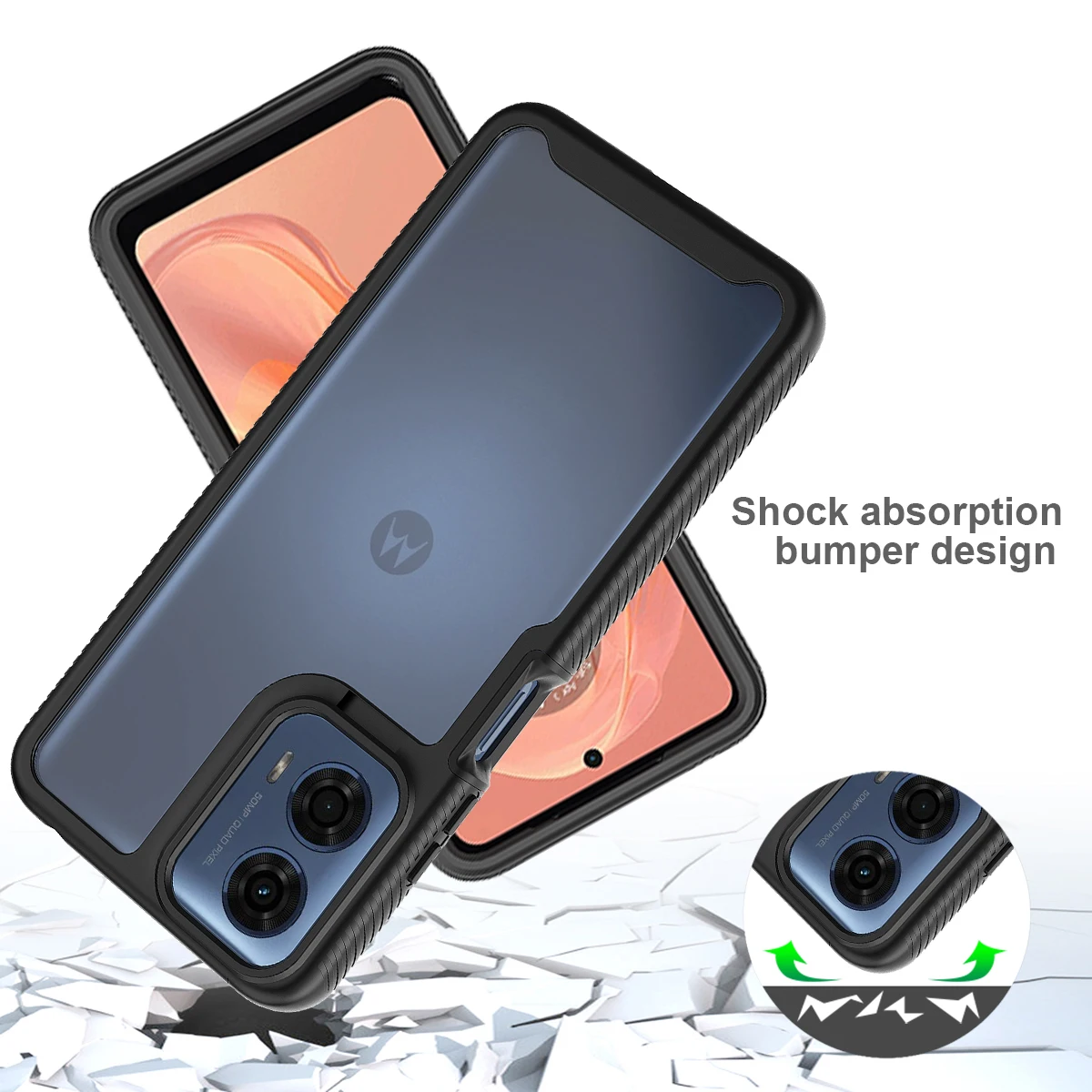 for Moto E14 4G Shockproof Clear Case Built in Screen Protector Full Body Rugged Defender Cover for Motorola Moto E14 Case