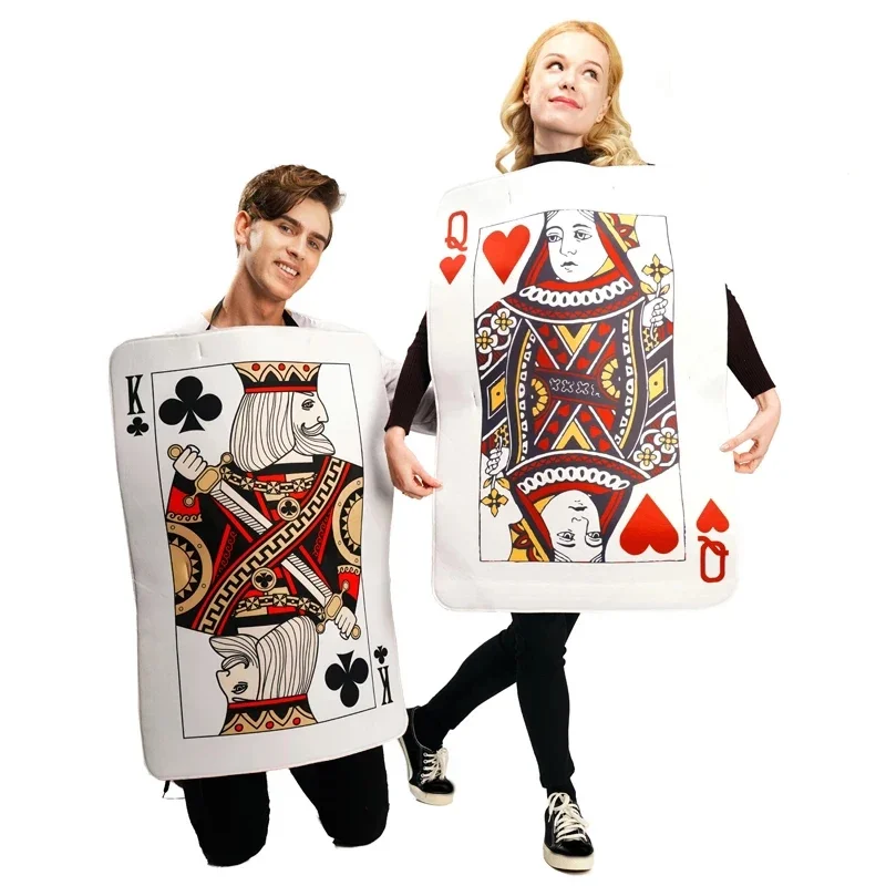 Adult coupons hearts K card fancy dress up cosplay men women playing cards tusic for Halloween unisex party suit wa5490