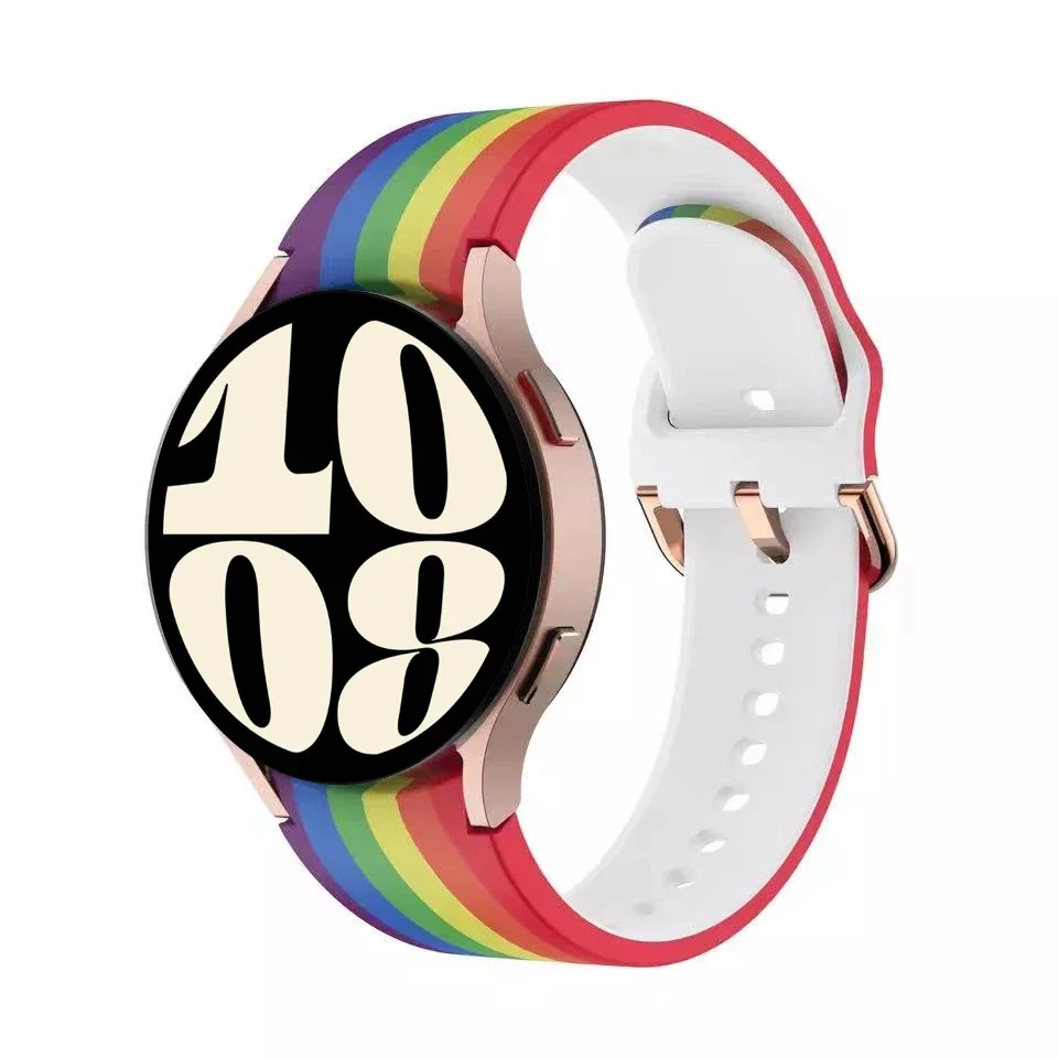 Printed Silicone Strap for Samsung Galaxy Watch 4/5/6/7/5 Pro 40mm 44mm 45mm Color Bracelet Band Watch 6 4 Classic 47mm 46mm