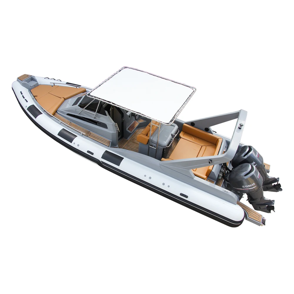 2025 Customized 11 Meter Fiberglass RIB Boat Luxury 9M Yacht Cabin Cruiser with Outboard Engine Hypalon Material Fishing Boat
