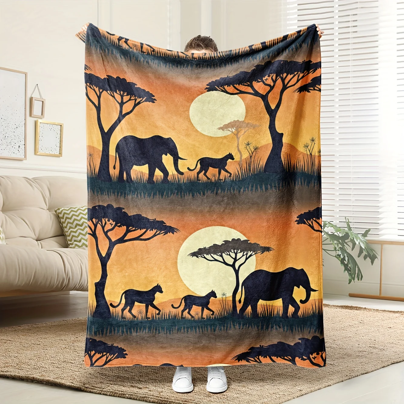 

Airplane & Clouds Flannel Blanket - Turquoise/White Aviation Design, 100% Polyester Travel Throw