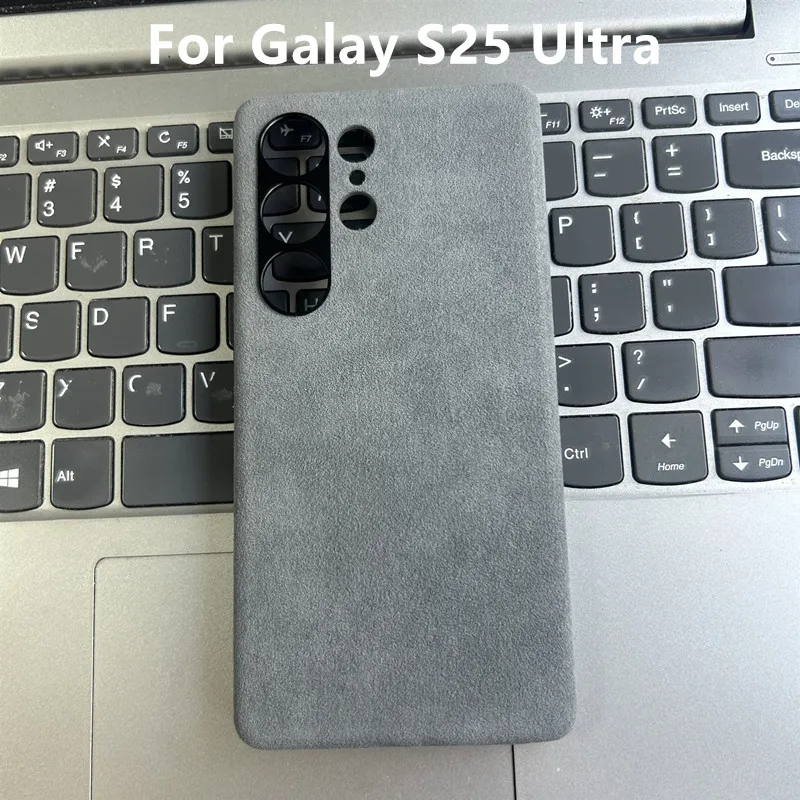 Black Grey Magnetic Attraction Case for Samsung Galaxy S25 Ultra S24 Plus For Magsafe Imported High-end Suede Metal Button Cover