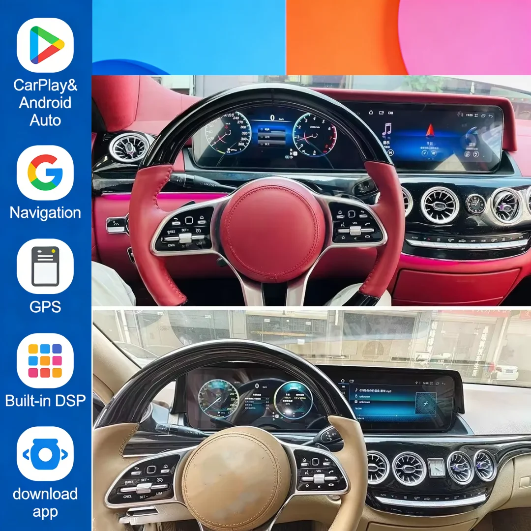 

Двойной цифровой одометр с экраном для Mercedes-Benz S W221 2006-2013, GPS-навигация, мультимедийный проигрыватель, CarPlay