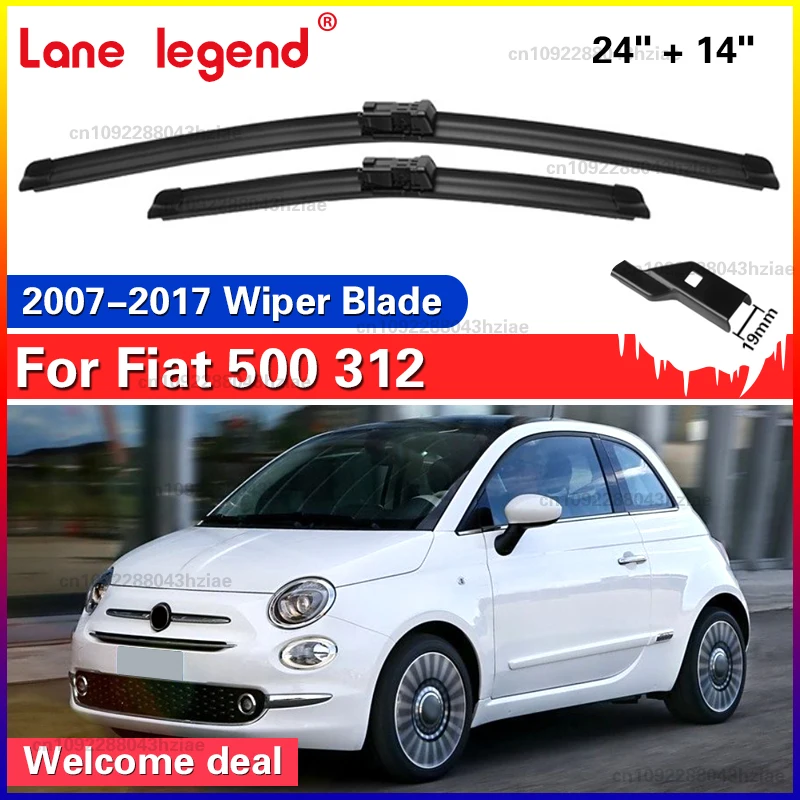 Escobillas de limpiaparabrisas delanteras de 24 "+ 14" para Fiat 500 312 2007-2017 2008 2009 2010 2012 2013 2016 accesorios de ventana de parabrisas