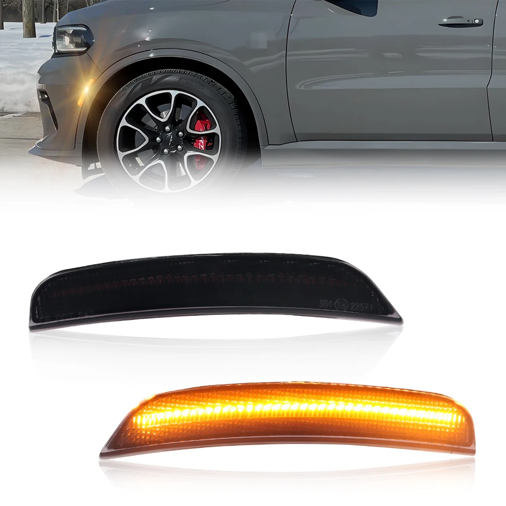 

2Pcs Front Bumper Side Marker Light Turn Signal Light Reflector Fender Light With LED For 2021 2022 2023 2024 2025 Dodge Durango