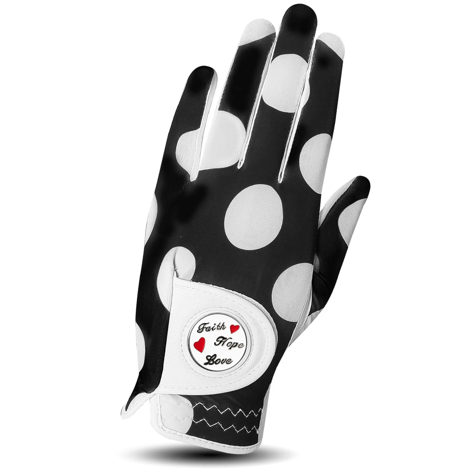 Golf Gloves Women Left Right Hand Leather with Ball Marker 1 Pack,  All Weather Glove for Right Left Handed Golfer