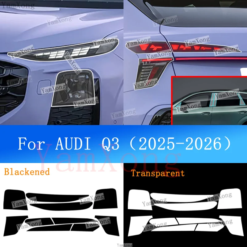 

Car Exterior Headlight Taillight Light Black Anti-Scratch Cover Sticker For AUDI Q3 Front Lamp Tail Transparent Protective Film