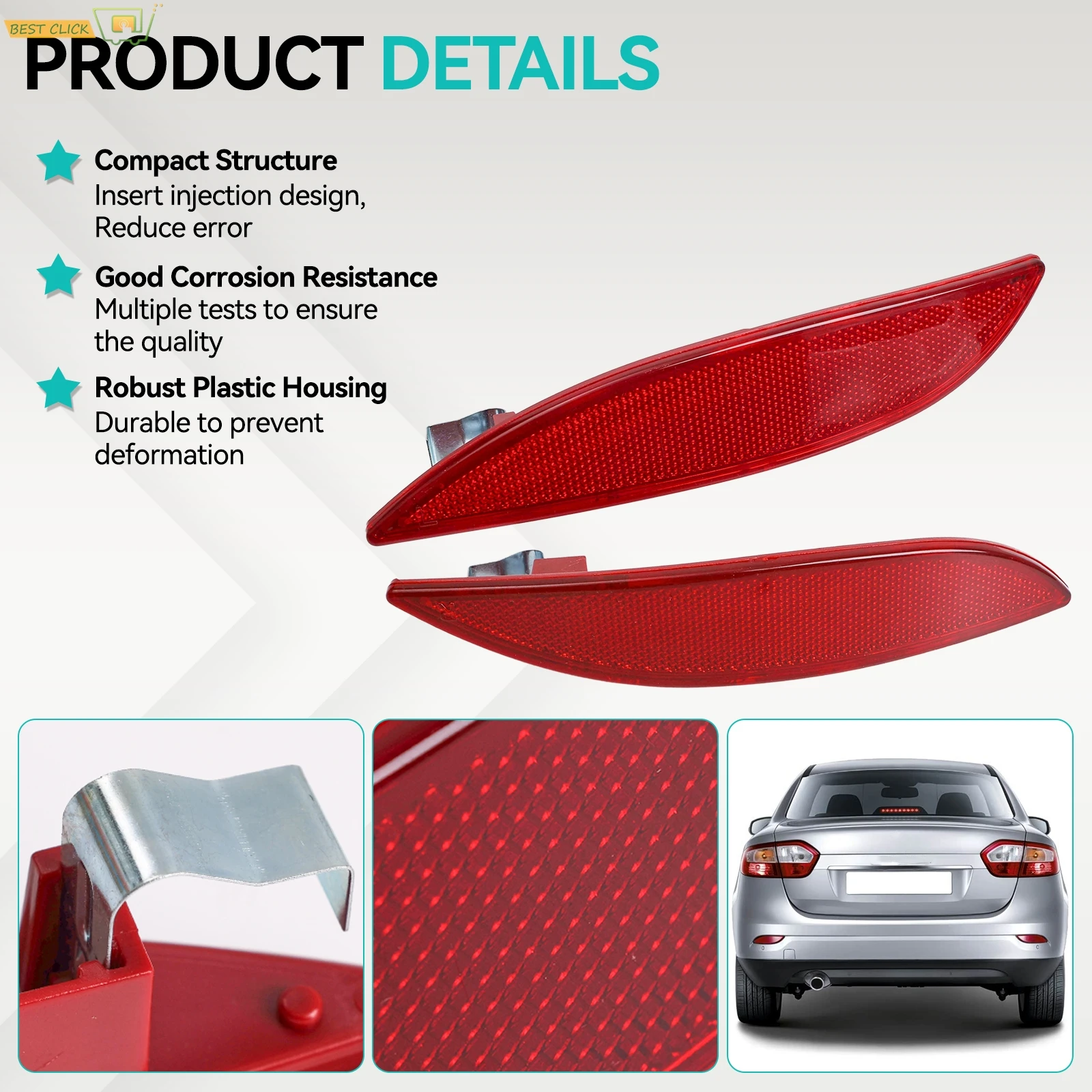 For Renault Megane Mk3 III 2008-2016 Rear Bumper Signal Light Reflector Left Right Car Reflective Strips 265650004R 265600004R