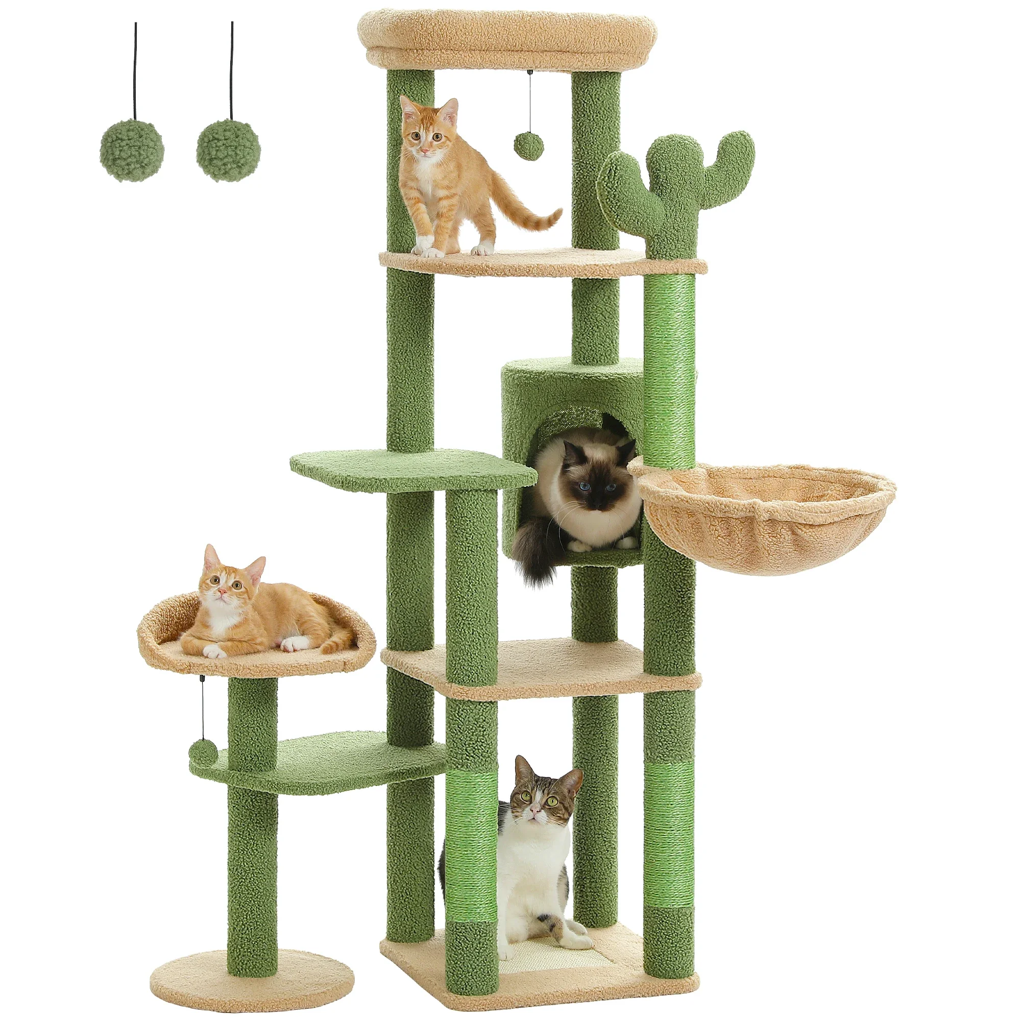 Tree for Large Cat Multi-Level Cat Tower for Indoor Cats Cat Condo with Large Hammock Scratching Post  2 Perches