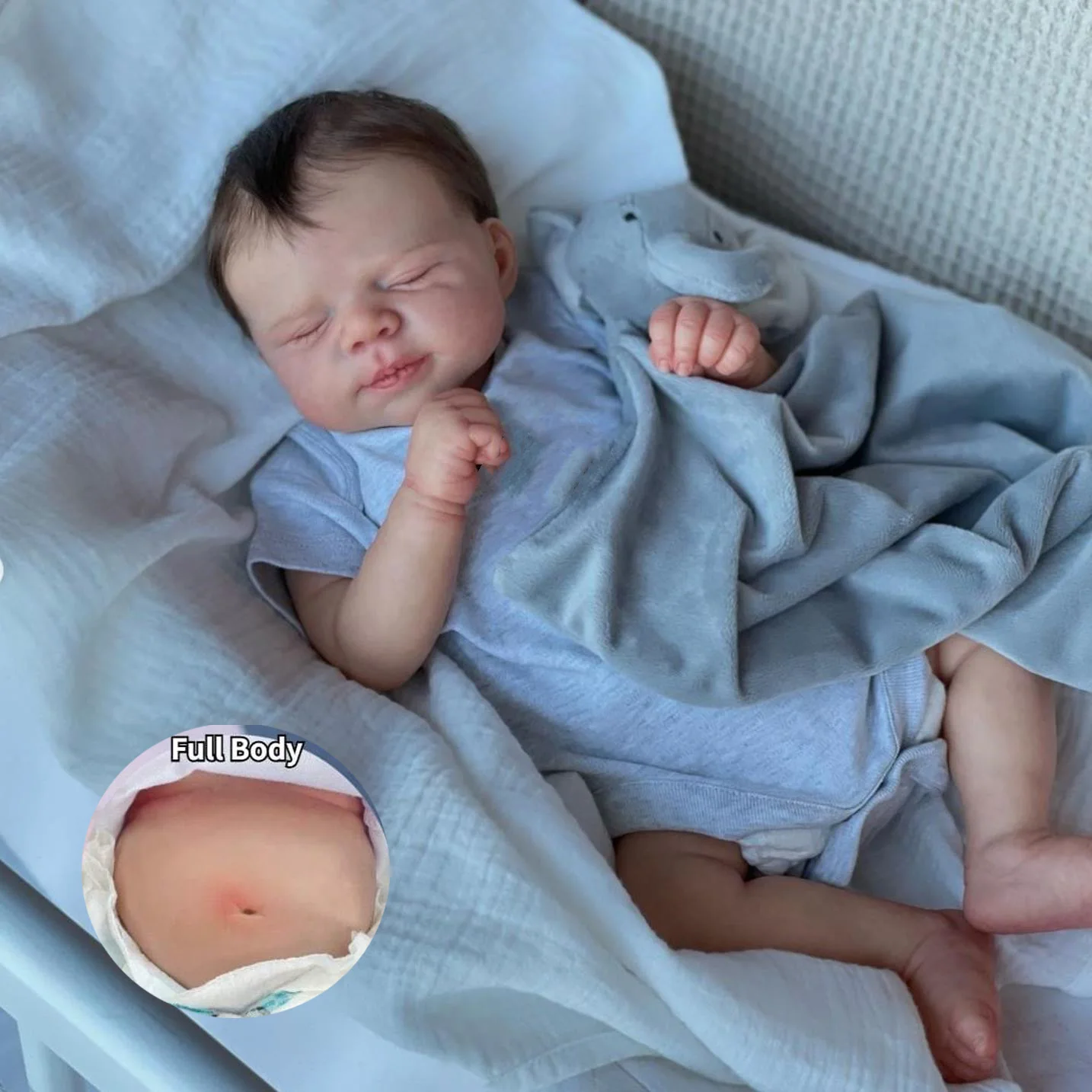 

Реалистичная готовая кукла Bebe Reborn 48 см — 19-дюймовая силиконовая виниловая кукла для девочек, игрушка ручной работы — идеальный рождественский подарок для девочек