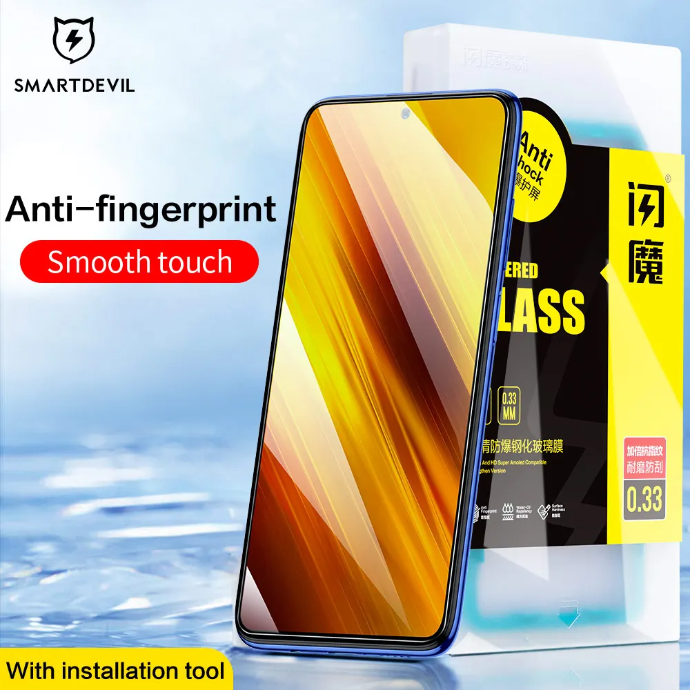 SmartDevil for POCO M3 Pro Tempered Glass Screen Protector for Xiaomi POCO X3 Pro X3 NFC F3 HD Front Film Non-full Cover