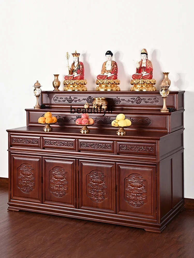 

Solid wood three-layer Buddhist table incense case household new Chinese Shentai rural hall living room Buddhist cabinet