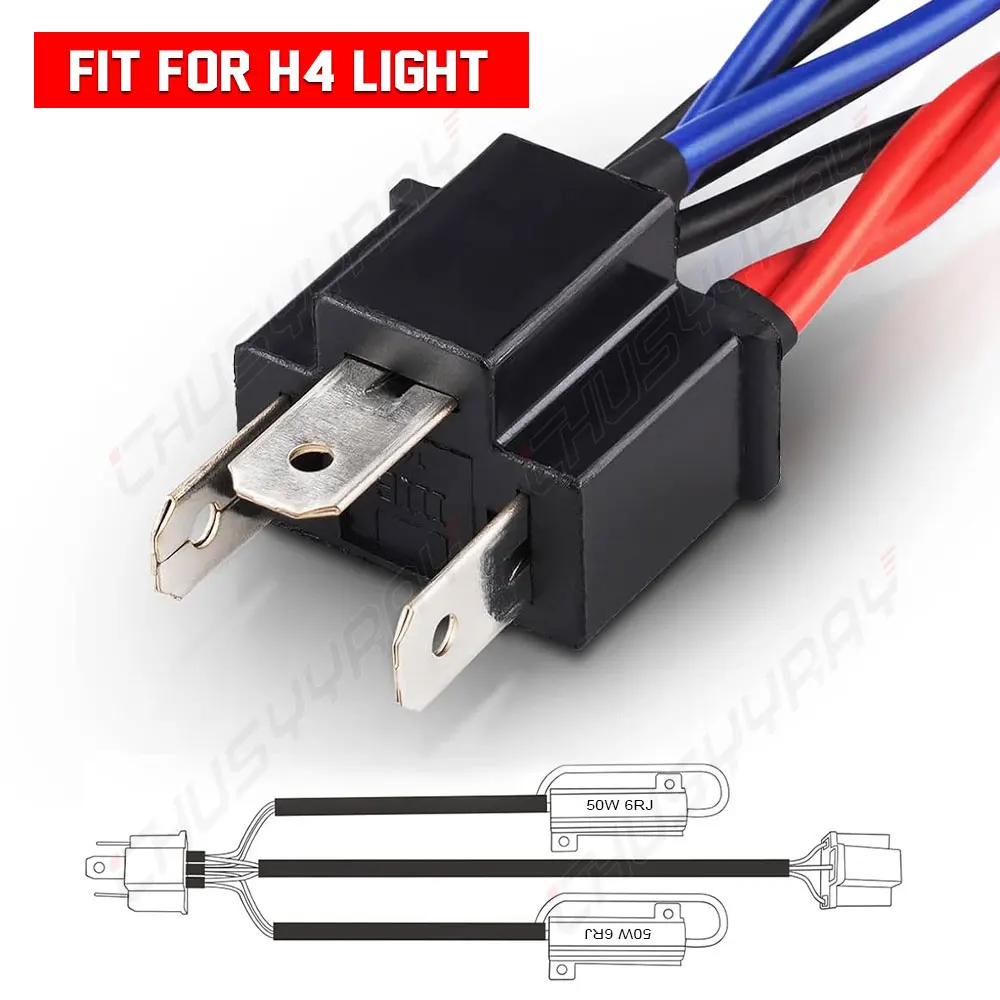 

2pcs H4 Bulb Socket Wiring Harness Headlight 12V-24V ABS and Copper Wirefor Plug and Play Fog Lamp Male Connector Pig Tail