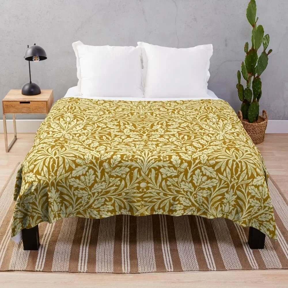 

Art Nouveau Floral Damask, Mustard Yellow Throw Blanket For Sofa Thin Multi-Purpose Blankets