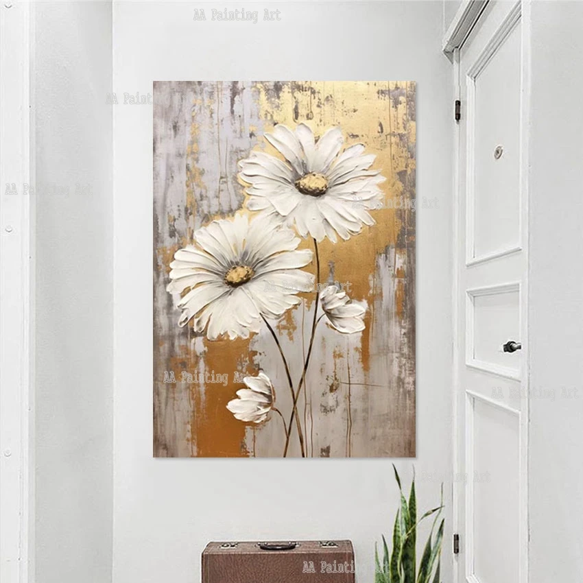 Abstract Knife Flowers Oil Painting Modern Luxury Murals Canvas Art Wall Hangings Artwork For Aesthetic Room Decoration