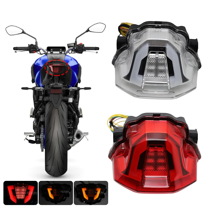 

Прозрачные/дымчатые/красные задние фонари со встроенными светодиодными сигналами торможения и поворотов для мотоцикла Yamaha MT07 MT-07 MT 07 2025