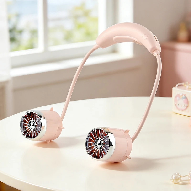 

2026 New Cartoon Neck Hanging Fan, Flexible Hose Adjustable Angle, USB Rechargeable Portable Mini Fan for Outdoor Sports Travel