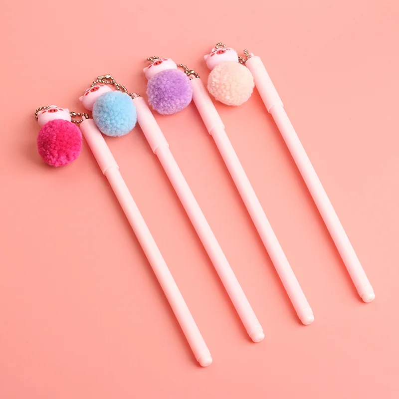 Wholesale Creative Cartoon Animal Hair Ball Neutral Gift Pen 0.5 Cute Little Pig Hair Pen Student Stationery Water Pen