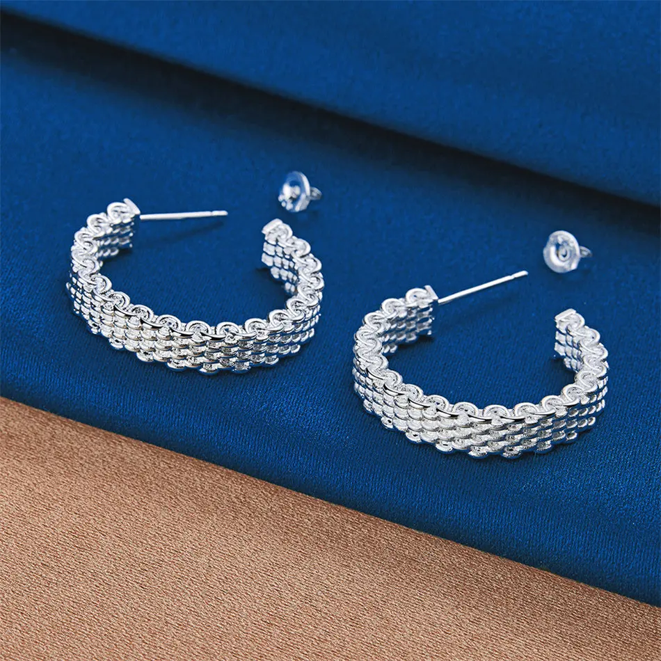 Fashion 925 sterling silver exquisite braided knot earrings for women temperament accessories gift jewelry party wedding