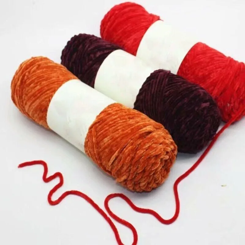 100g/Set Skein Shiny Chunky Chenille Yarn For Hat Dolls Glove Blanket At Low Price Soft Baby Golden Velvet Knitting Wool DIY