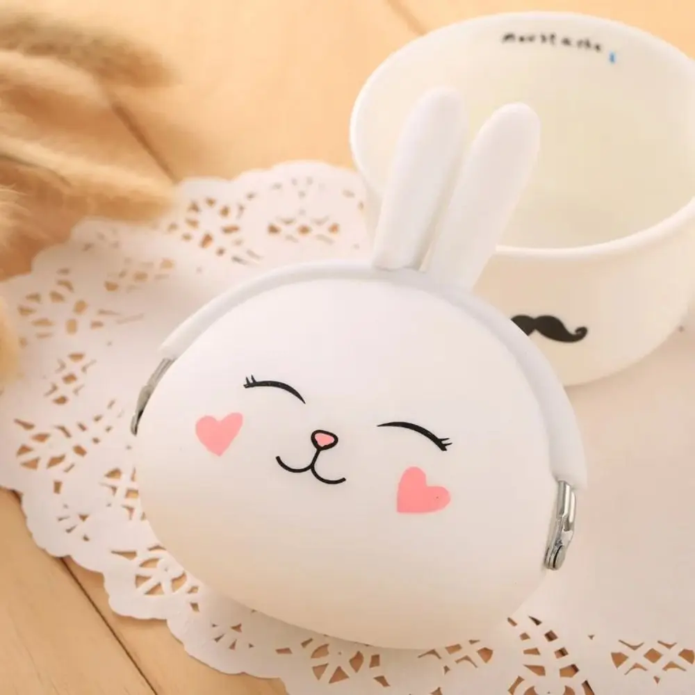 Cute Portable Rabbit Silicone Change Wallet Soft Lightweight Mini Key Bag Easy To Carry Compact Bunny Coin Pouch Napkin