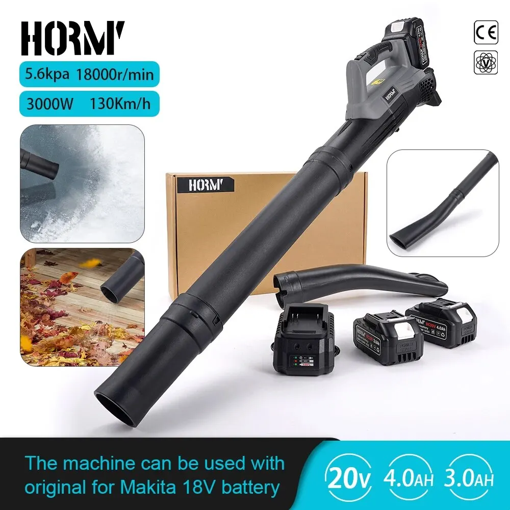 

Беспроводной воздуходувка Hormy 3000 Вт, промышленный воздуходувка для снега, уборочной машины, садовые детали, инструменты для ухода за газоном, Пыль для батареи Makita 18 в