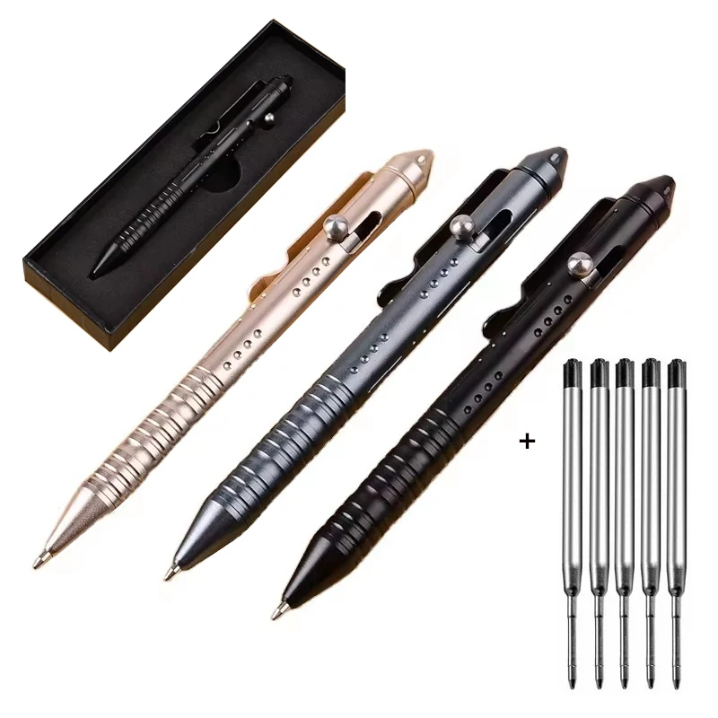 multi funcional caneta esferografica com caixa outdoor self defense pen gear glass breaker pcs refil 01