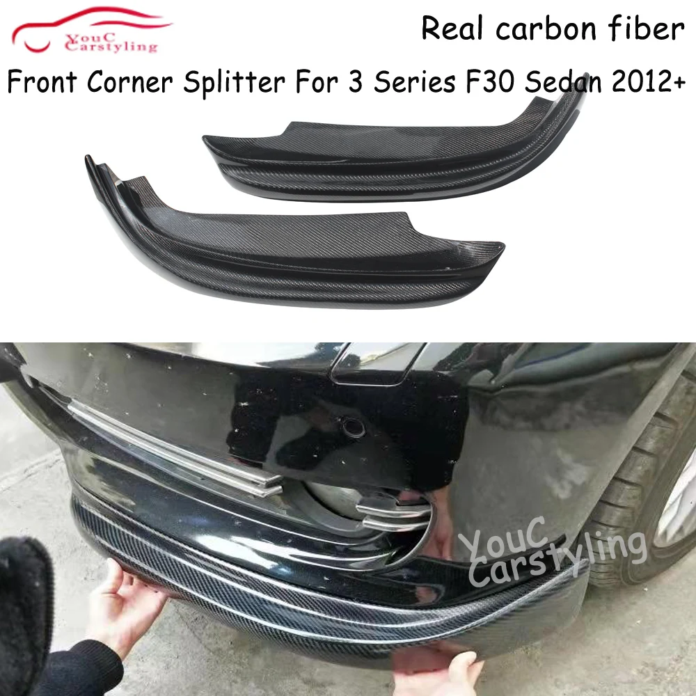 F30 Carbon Fiber Fender Trim OEM Style Front Bumper Lip Corner Splitter For BMW 3 Series F30 2012 - 2018