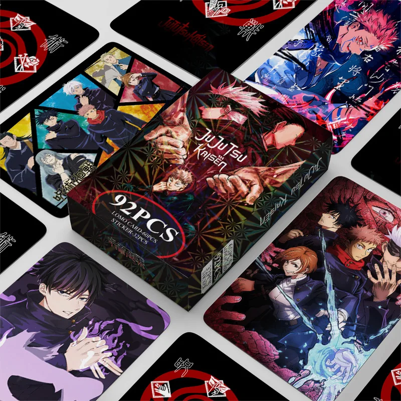 92Pcs/Set Jujutsu Kaisen Series Lomo Cards Gojo Satoru Geto Suguru HD Printd Photocards Stickers Yuji Itadori Collection Gifts