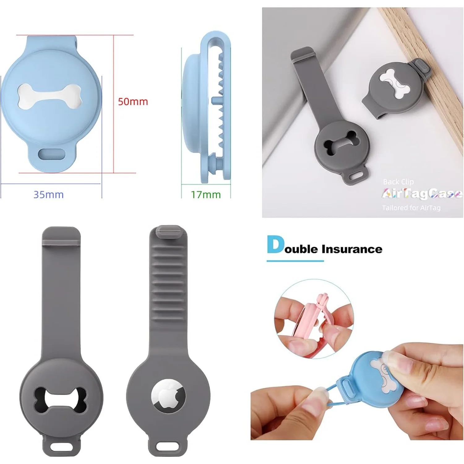 Custodie Airtag in silicone per collare per animali domestici - Il supporto per cani protegge polvere, danni, perdite - Copertura anti-smarrimento