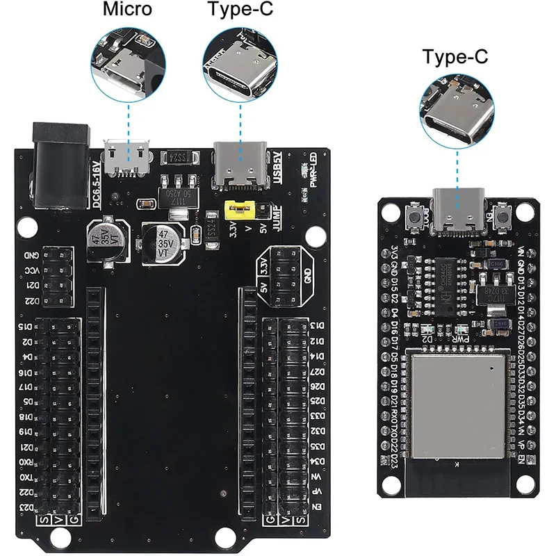 XZG 32 Development Board CH340C WiFi+Bluetooth Ultra-Low Power Dual Core 32-DevKitC-32 32 Expansion Board