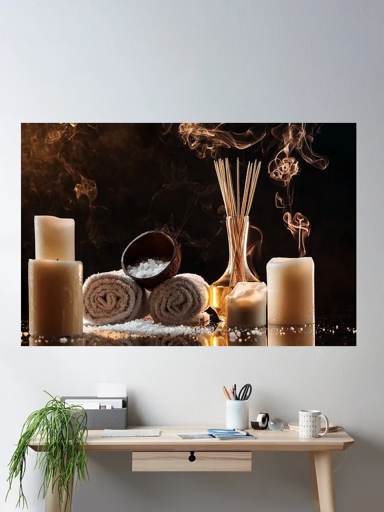 Man Made Spa Serenity Spa a Relaxing Atmosphere Art Print Canvas Poster, Living Room Decor, Home Wall Picture