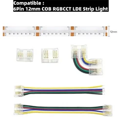 LED Strip Light Welding-Free Buckle Connector 6 Pin COB RGBCCTWW Quick Wire Connectors for 6Pin12mm RGBCCT PCB FCOB LED Strip