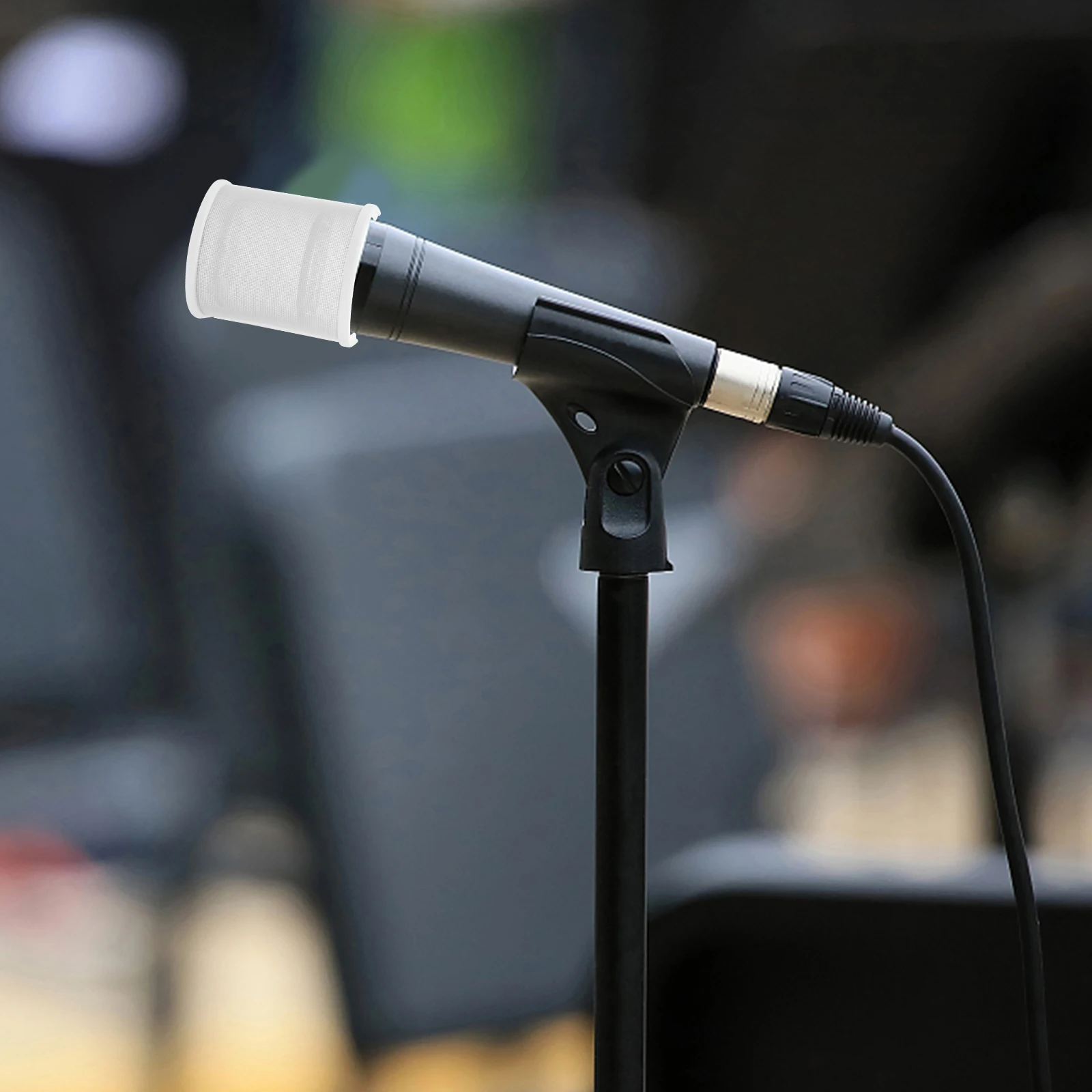 U Shaped Pop Filter Metal Windscreen Cover Handheld Mini Handheld Microphone Windscreen Shield Adjustable Accessories White