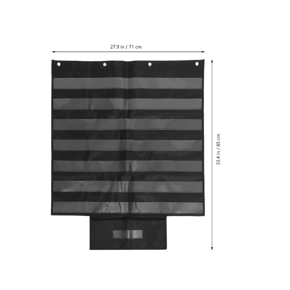 1Pc Black Hanging Wall Organizer With Pockets 71x85cm Polyester Storage Bag For Classroom Teaching Cards And Learning Materials