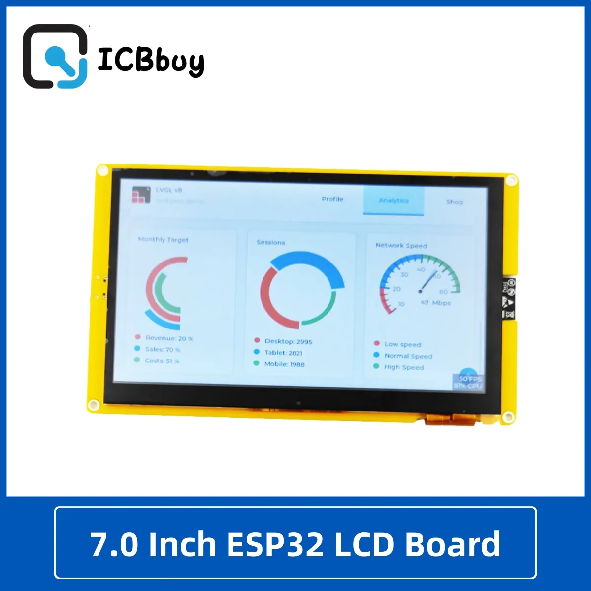 ESP32-S3 HMI 8M PSRAM 16M Flash Arduino LVGL WIFI&Bluetooth 7 