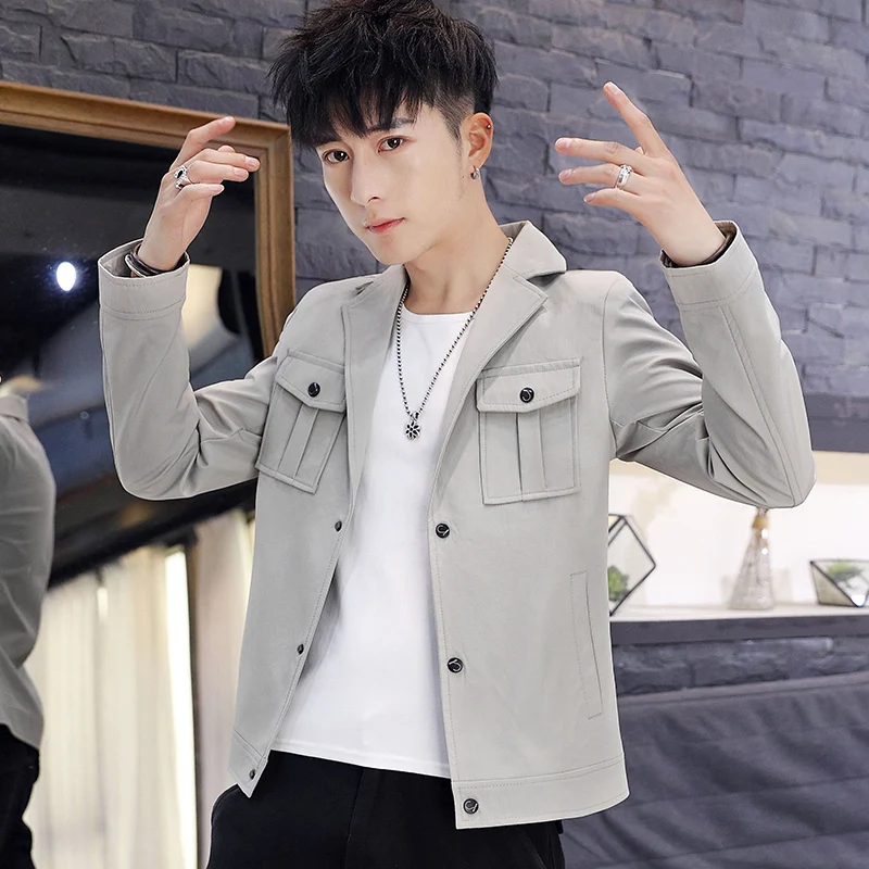 

Мужская приталенная повседневная рабочая одежда Jaet, весенняя новая модная корейская версия, весенне-осенняя универсальная одежда Long Sve