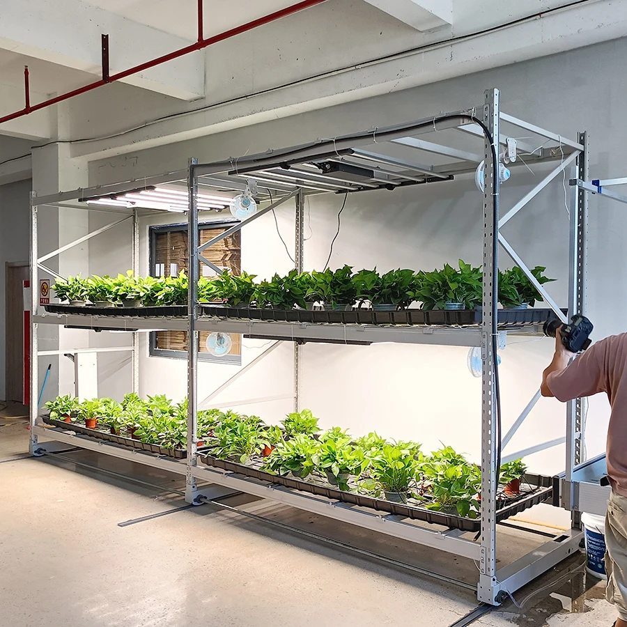 Multi Layer Grow Table Sliding Tables Vertical Growing System Grow Rack Mobile Double Culture Table