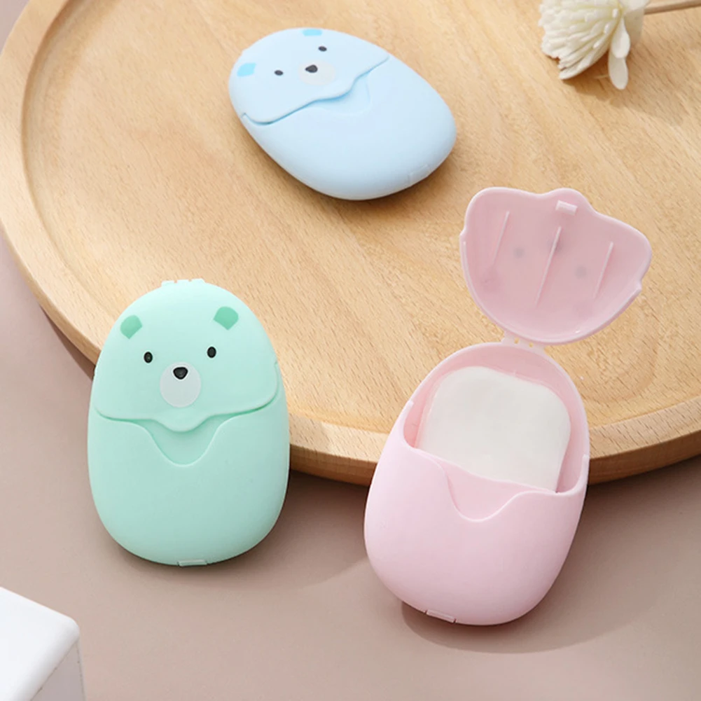 Portable Disposable Soap Sheets Mini Bear Design for Travel For Kids and Students Handwashing Solution Easy to Carry