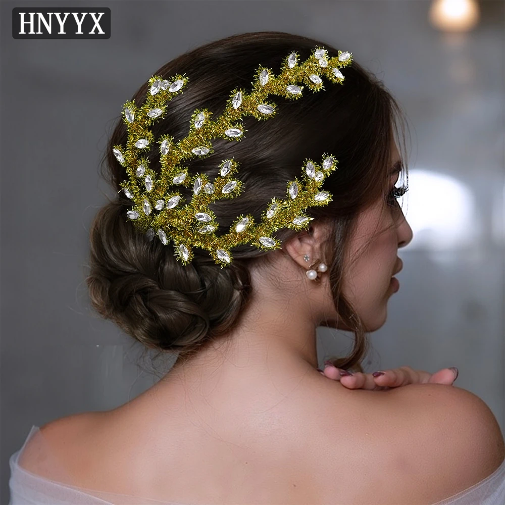

HNYYX Gorgeous Bridal Hair Accessories Yellow Pipe Cleaner Headband Beautiful Girl Headpiece Handmade Luxury Headdress A368