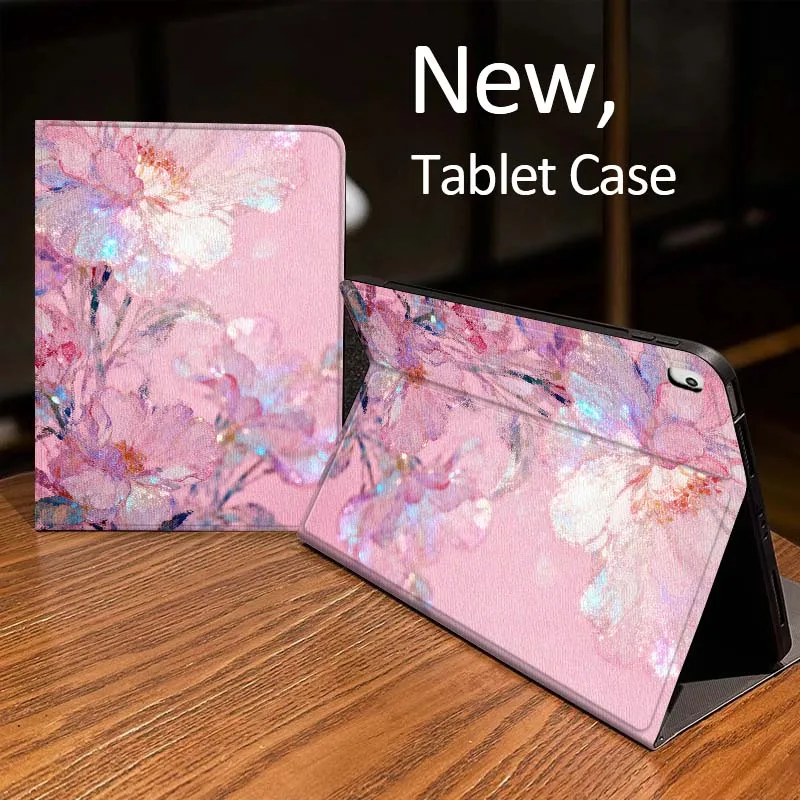 

Pink Iridescent Flower Petal Case For iPad Pro mini Air 1 2 4 3 5 6 7 8gen 9gen 11 M2 M3 M4 6th 7th 10th 11th Gen 2025 Tablet