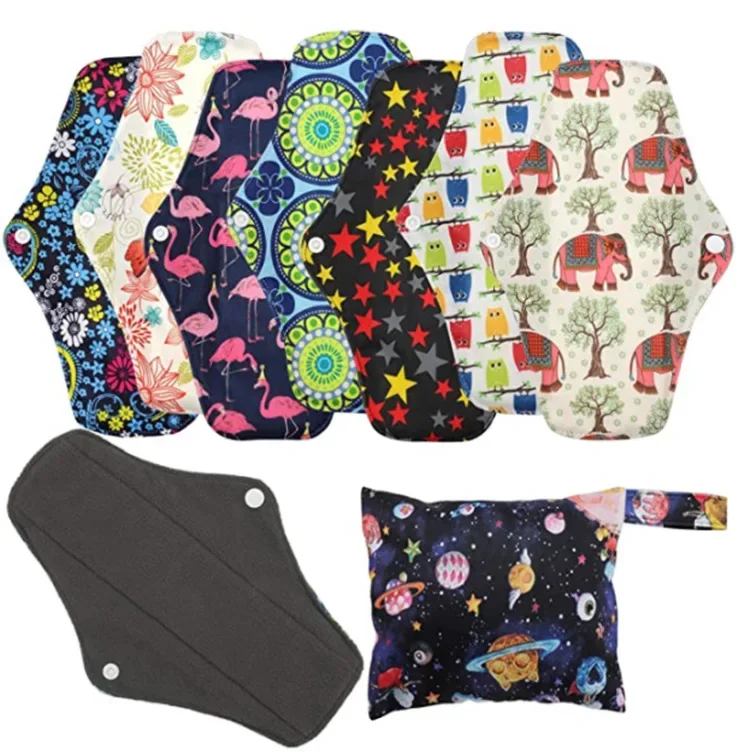 1pc Extra Large Healthy Bamboo Charcoal Daily Pad Night Sanitary Napkin Washable Sanitary Pad Woman Reusable Cloth Menstrual Pad