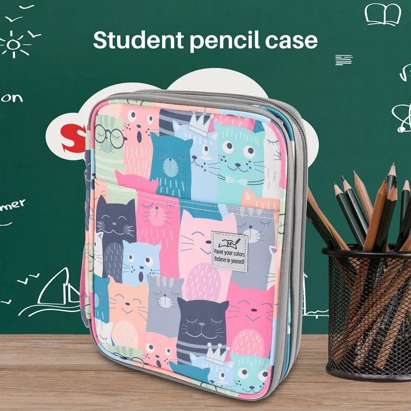 192 Slots Large Capacity Pencil Bag Case Organizer Cosmetic Bag For Colored Pencil Watercolor Pen Markers Gel Pens Bag