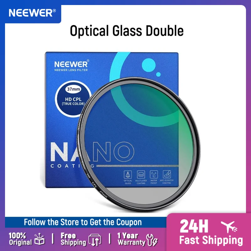 

NEEWER True Color Polarizer Filter HD Optical Glass Double Sided 30 Layer Nano CPL Filter Aluminum Frame Water Repellent