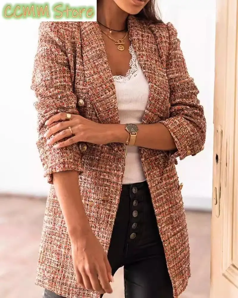 Women Blazer for Office High Quality Women Suit Tops Colorful Washable Casual Slim Women Blazer Double-breasted Overcoat