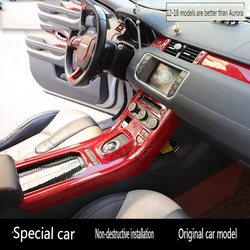 For Land Rover Range Rover Evoque 2012-2018 Car Interior Gear Shift Console Decoration Cover Red Carbon Fiber Accessories