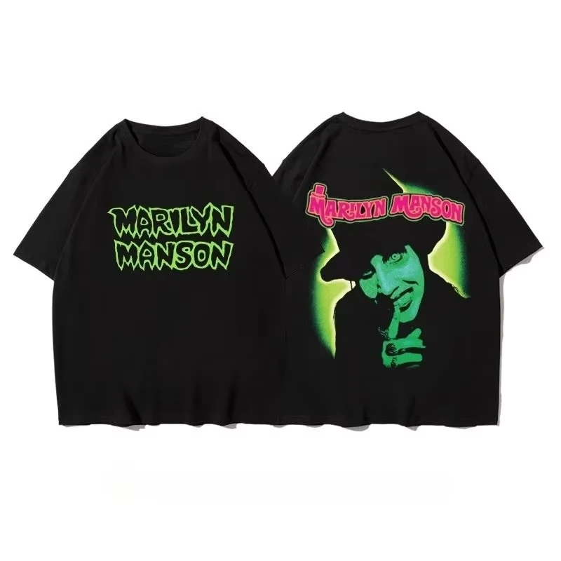

High Street T Shirts Marilyn Manson Printed T-Shirt Fashion Street Trend Short Sleeve Cotton Comfortable Loose Clothing Unisex